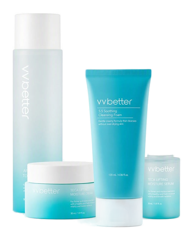 Blue Line Günlük Rutin Seti — beyaz stüdyo çekimi