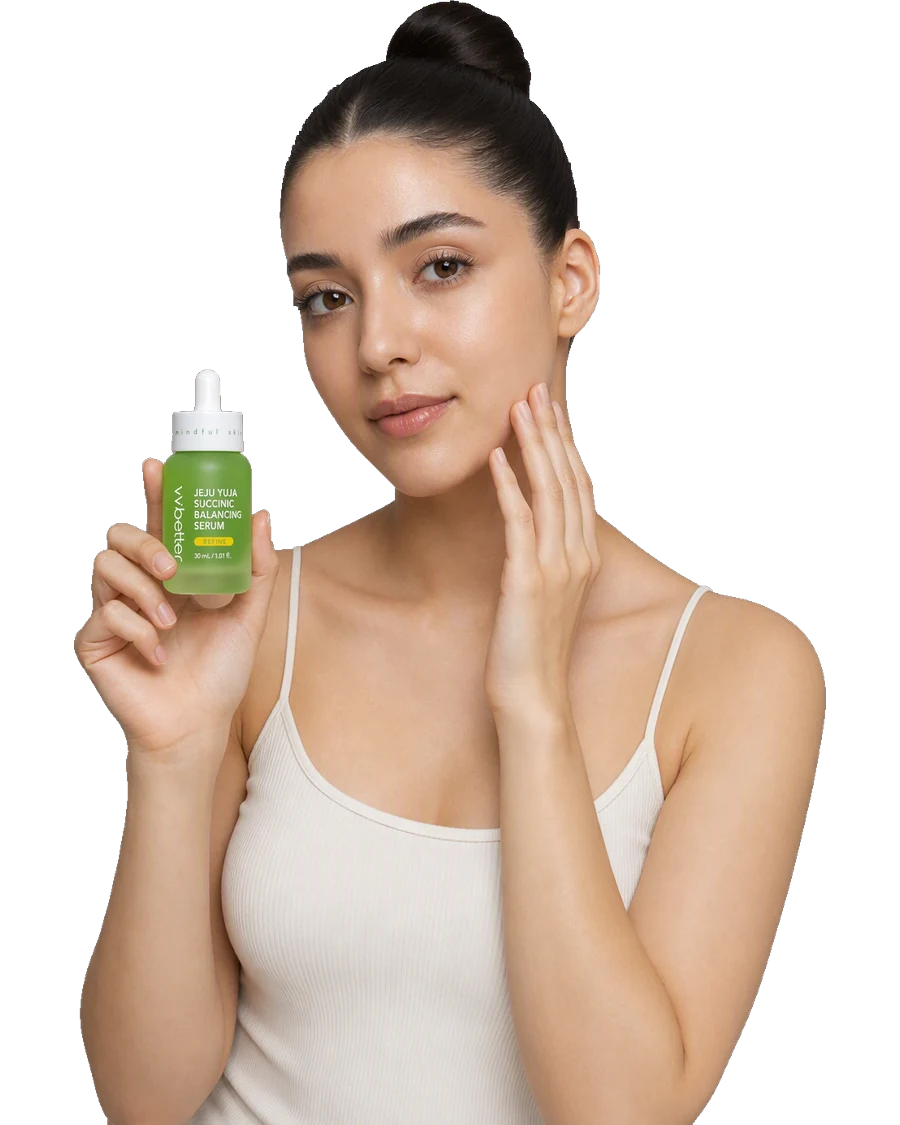 Jeju Yuja Succinic Balancing Serum – Süksinik Asitli Serum 30 ml kullanan model