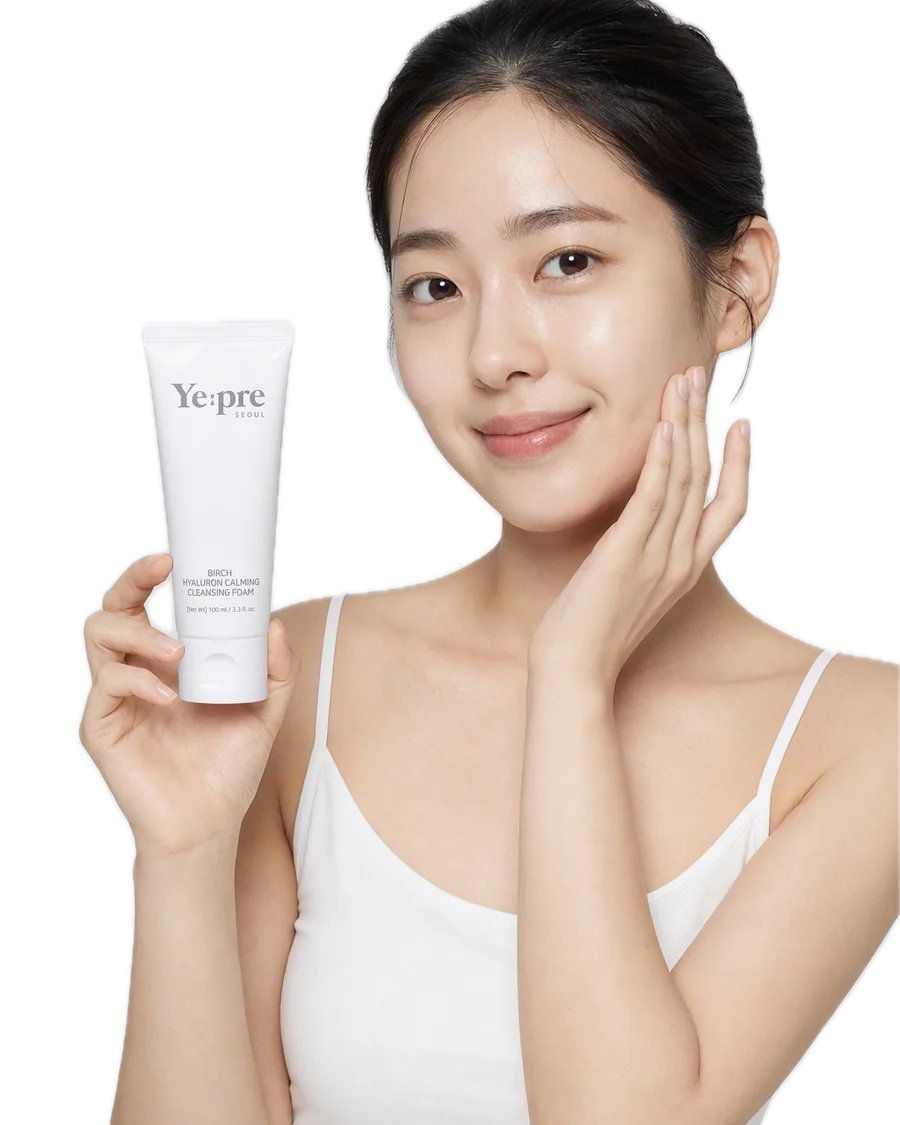 Birch Hyaluron Calming Foam Yüz Temizleme Jeli Nemlendirici Huş Ağacı Özü Hyaluronic Acid Kore 100ml kullanan model