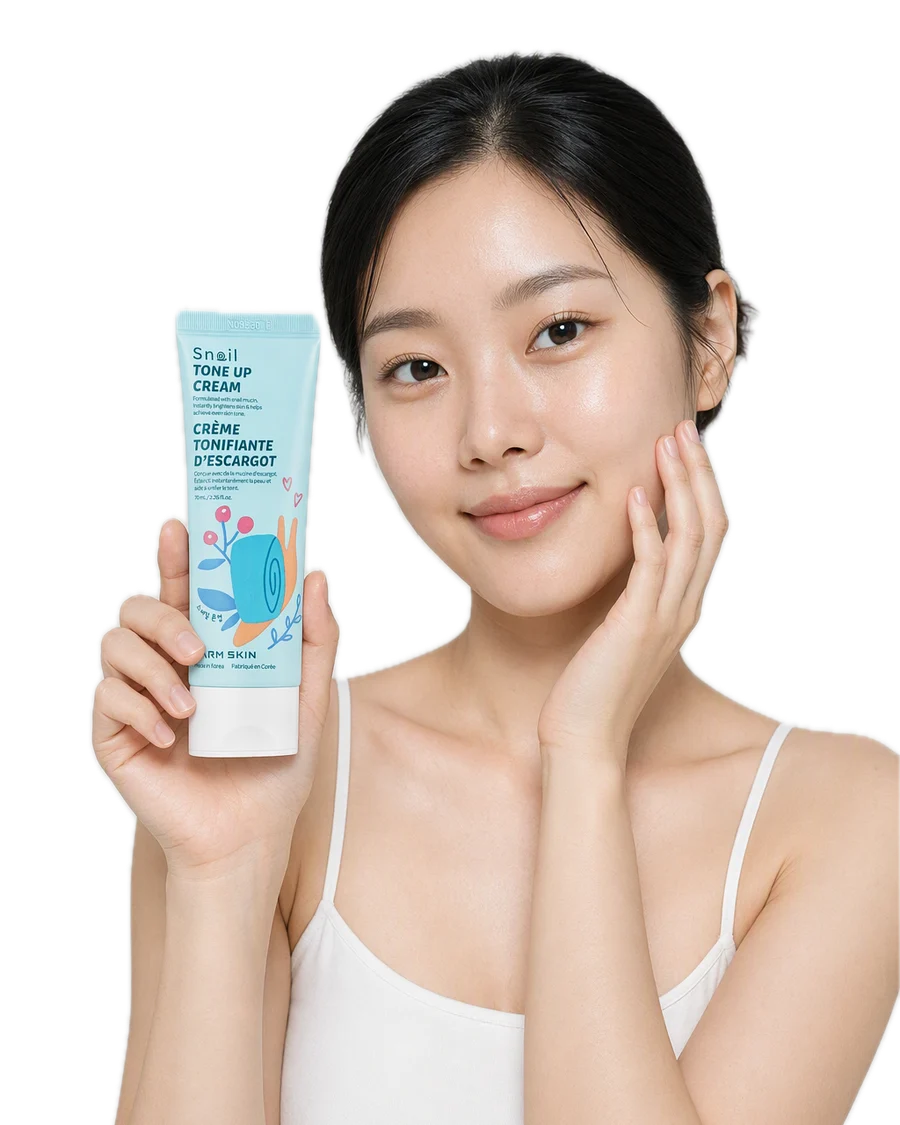 Snail Tone Up Cream Cilt Ton Eşitleyici Salyangoz Krem Aydınlatıcı Eşitleyici Niacinamide Kore 70ml kullanan model