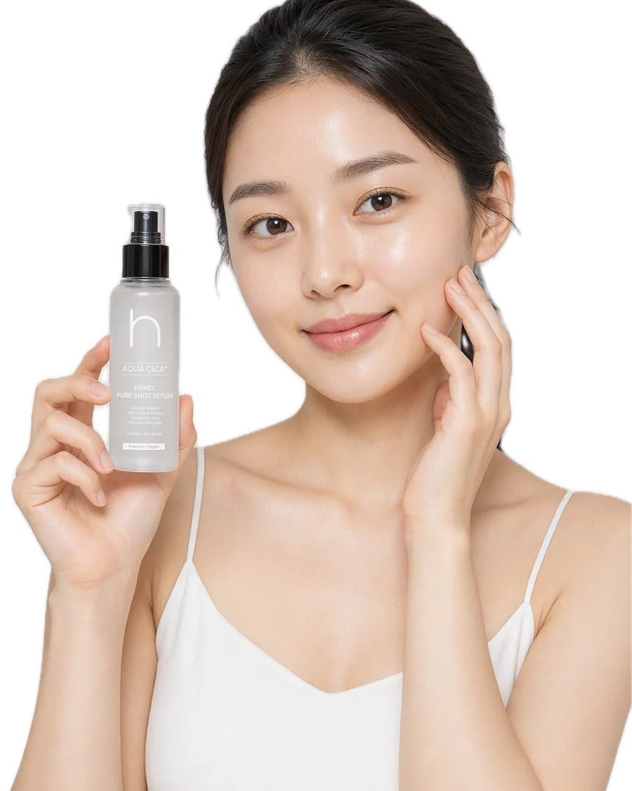 Aqua Cica Pure Shot Serum – Centellalı Yatıştırıcı Yüz Misti 100 ml kullanan model