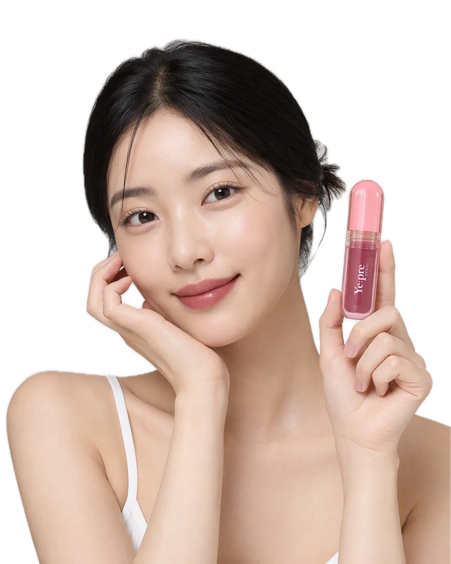 Uzun Süre Kalıcı, Kadife Dokulu, Mat, Kore Lip Tint – Pretty Water Velvet Tint 2.6g - 06 Neutral Rose kullanan model