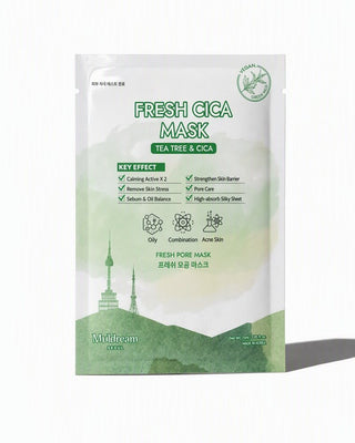Fresh Cica Mask Kağıt Yüz Maskesi Gözenek Sıkılaştırıcı Çay Ağacı Yağı Sebum Dengeleyici Kore 25ml