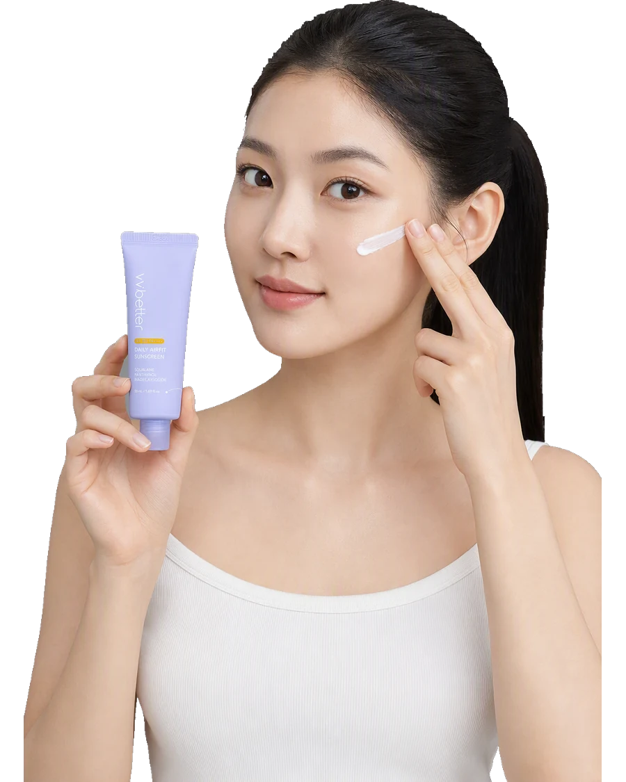 Daily Airfit Sunscreen SPF50+ PA++++ kullanan model