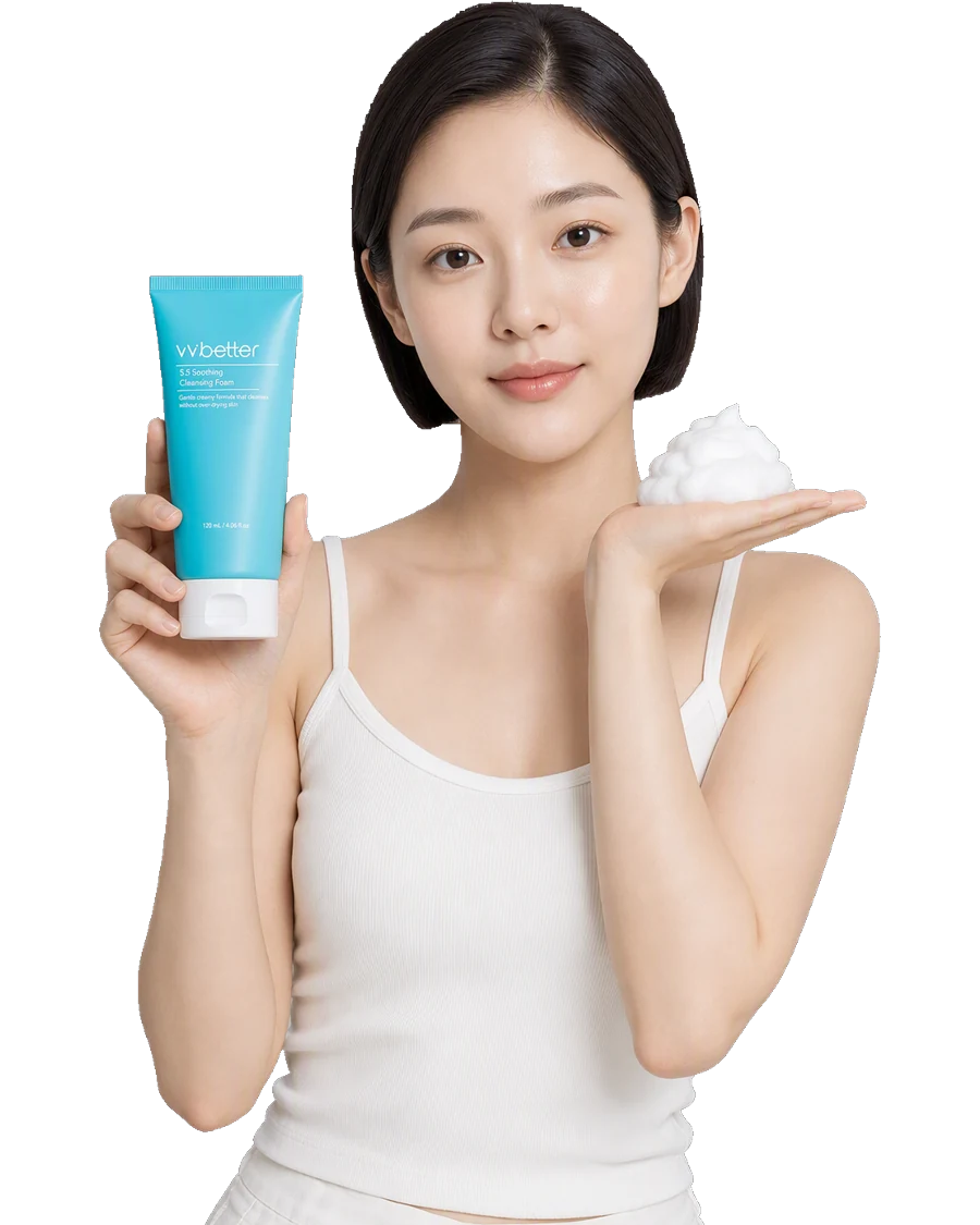 5.5 Soothing Cleansing Foam kullanan model