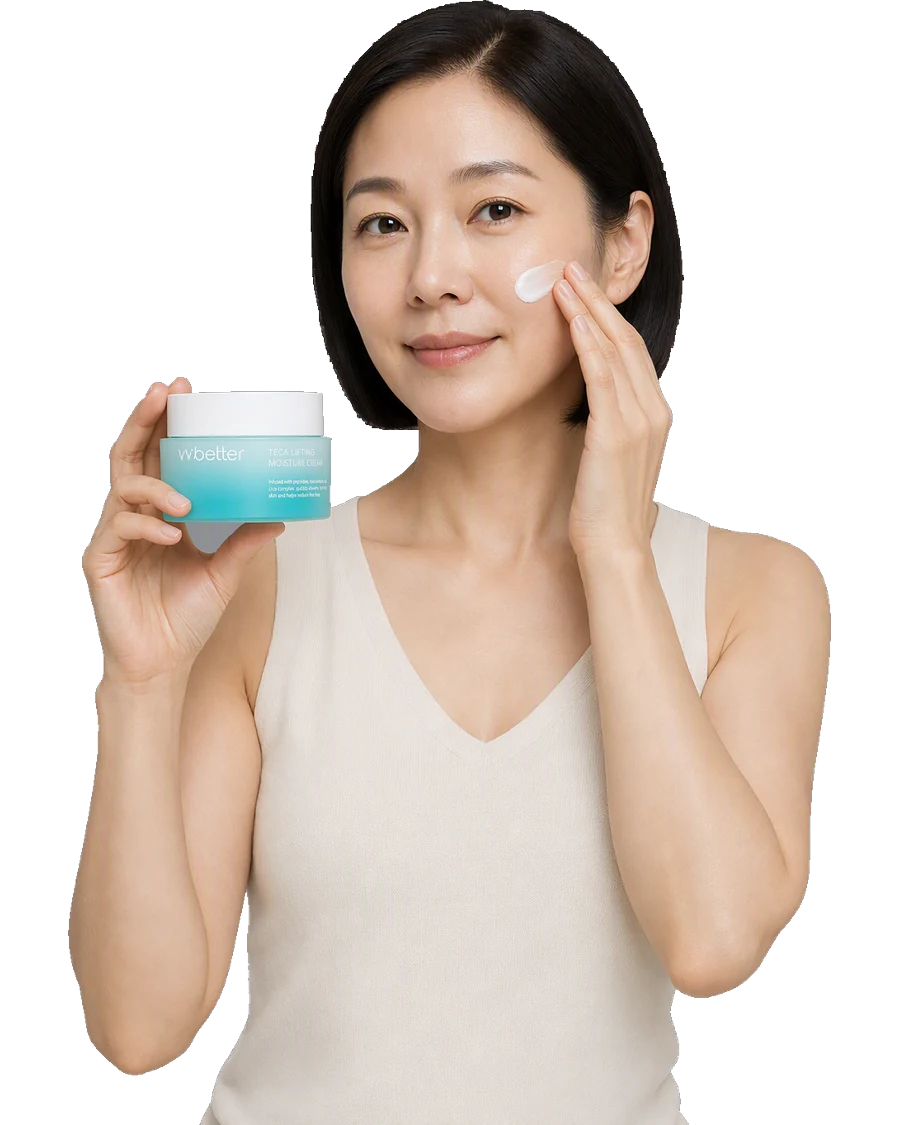 Teca Lifting Moisture Cream kullanan model